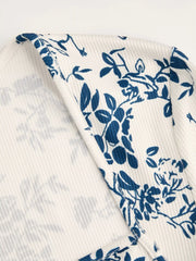 Square Neck Floral Ruched Bodysuit