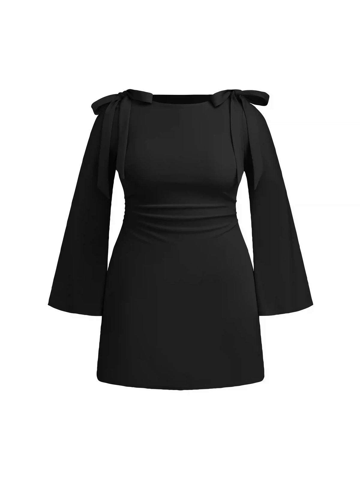 Boat Neck Bowknot Ruched Mini Dress Curve & Plus