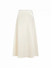 Satin Cowl Neck Lace Panel Top & Mid Rise Flared Maxi Skirt Set