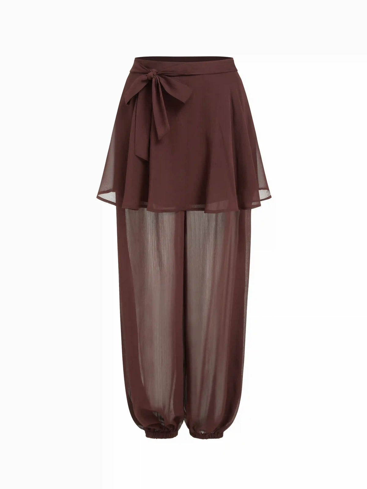 Chiffon Low Rise Ruffled Knotted Bloomer Trousers