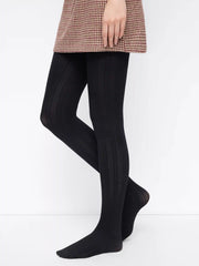 THERMAL STRIPED SOLID TIGHTS