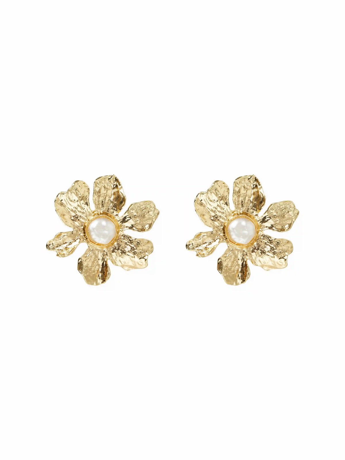 FAUX PEARL DECOR FLOWER EARRINGS