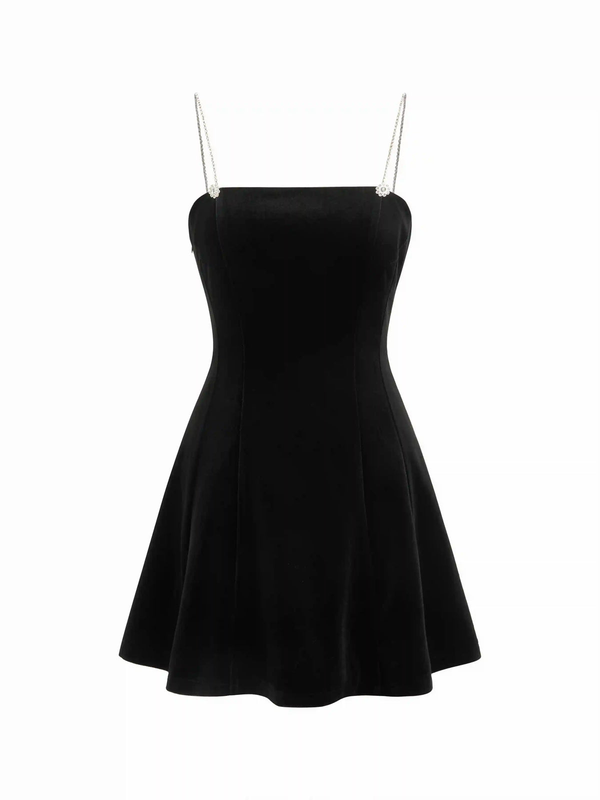Velvet Square Neck Rhinestone A-line Mini Slip Dress