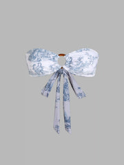 Toile de Jouy O-Ring Bandeau Bikini Top