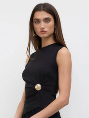 Round Neckline Solid Tank Top