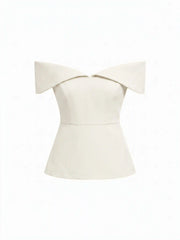 Off-shoulder Short Sleeve Zipper Top