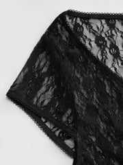 Lace Boat Neck Short Sleeve Backless Blouse & Cami Top Set Curve & Plus