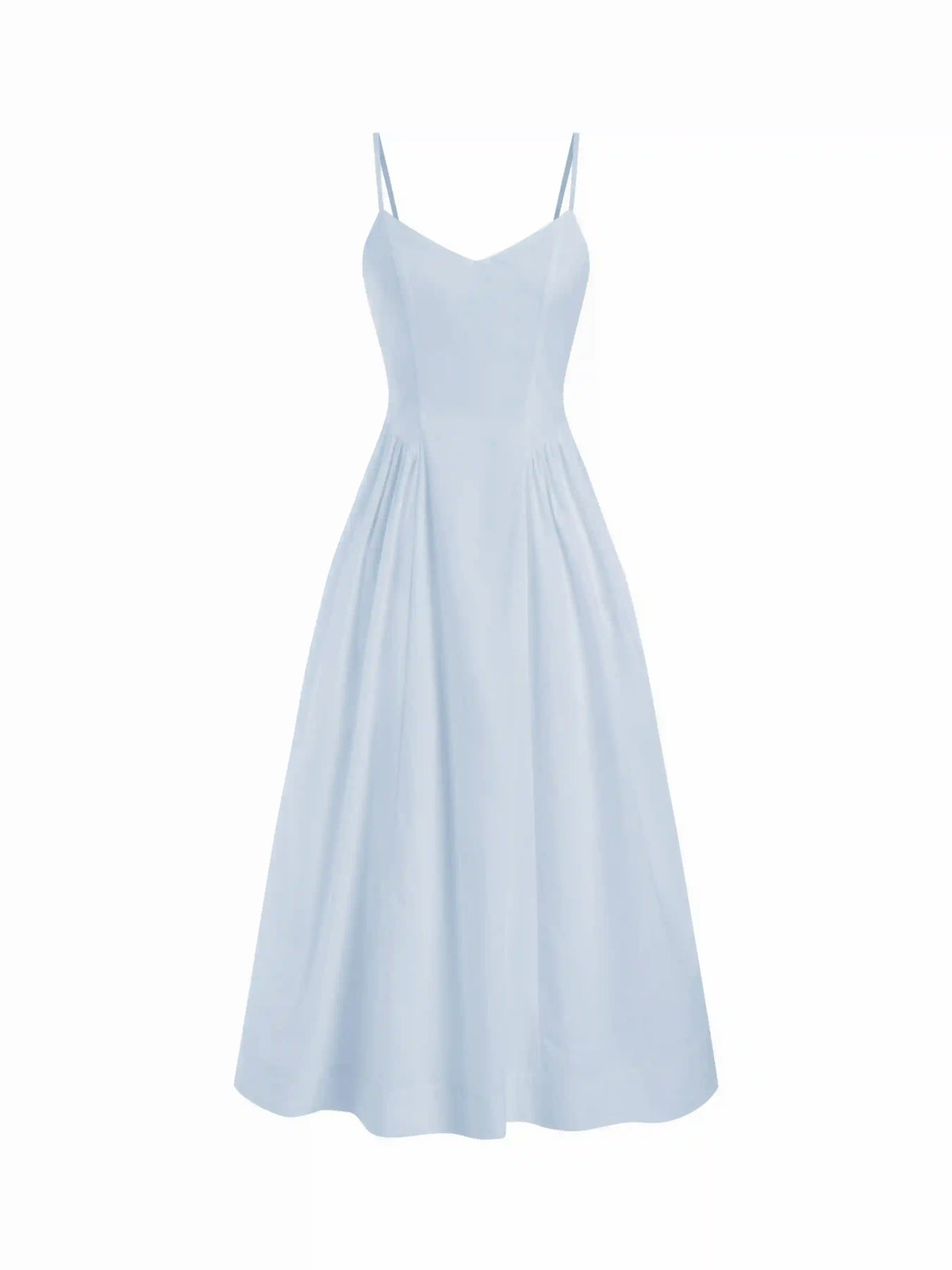 Cotton V-neck A-line Midi Dress