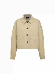 Cotton Collar Bowknot Oversized Jacket