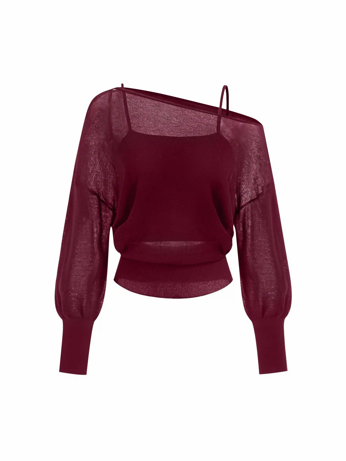 Oversized Off-shoulder Two-piece Knitted Top