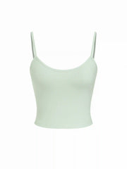 Chiffon Ruched Round Neck Sleeveless Tank Top