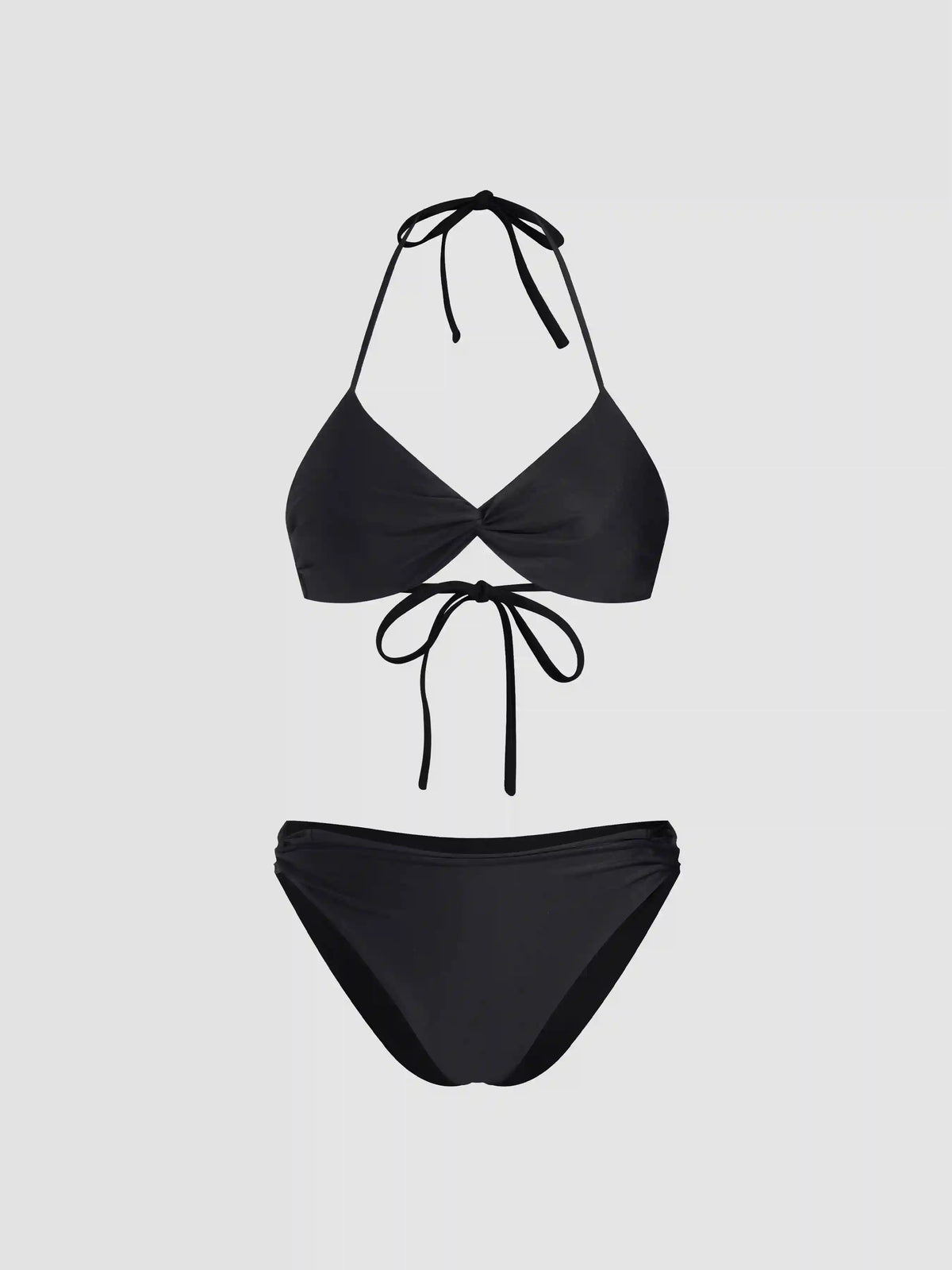 V-neck Twist Halter Cheeky Bikini Set
