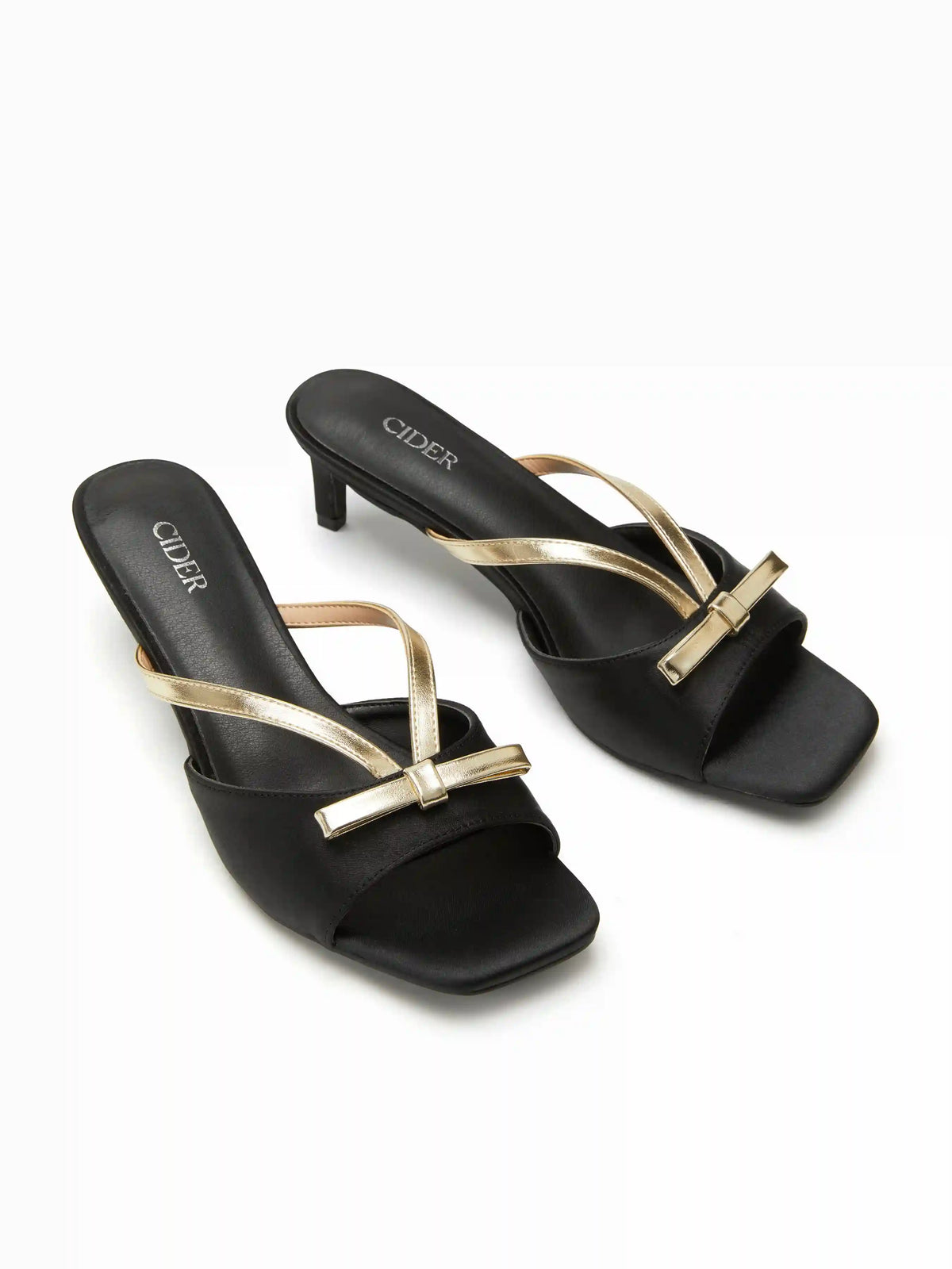 SQUARE TOE BOWKNOT DECOR HEELED SANDALS