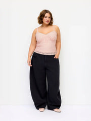 Lace Textured Sweetheart Neckline Cami Top Curve & Plus