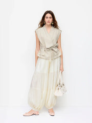 Chiffon Low Rise Drawstring Beaded Oversized Bloomer Trousers