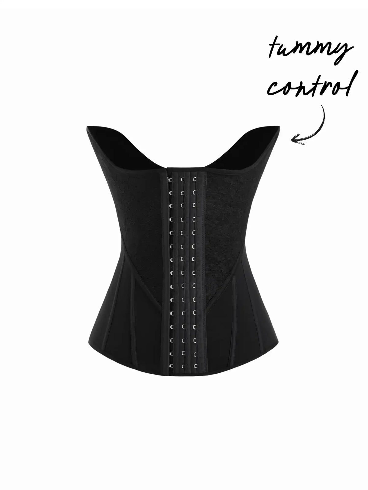 Lace Asymmetrical Hem Tummy Control Corset Shapewear