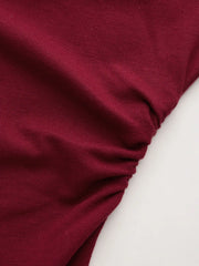 Asymmetrical Neck Ruched Knotted Mini Dress
