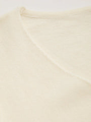 100% Wool V-neck Solid Ruched Long Sleeve Top