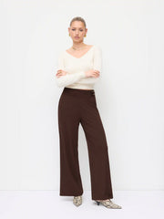Mid Rise Metal Detail Straight Leg Trousers