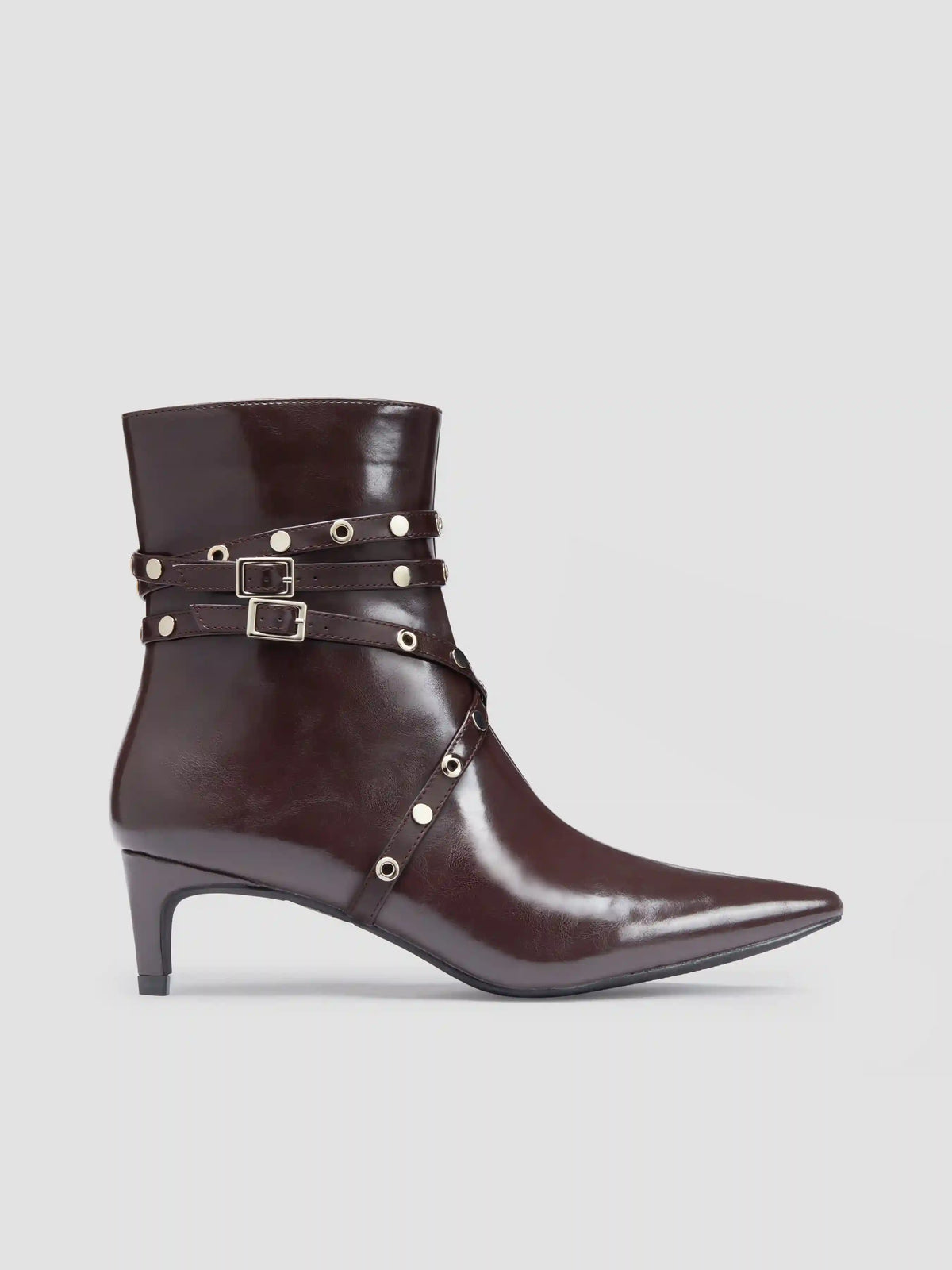 BUCKLE POINTED TOE STILETTO ANKLE BOOTS