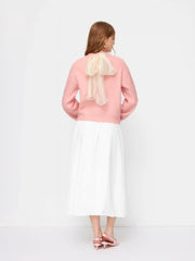 Knit Wool-blend Round Neckline Bowknot Long Sleeve Top