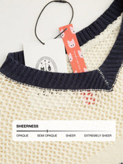 Knit V-neck 23 Hollow Out Long Sleeve Top