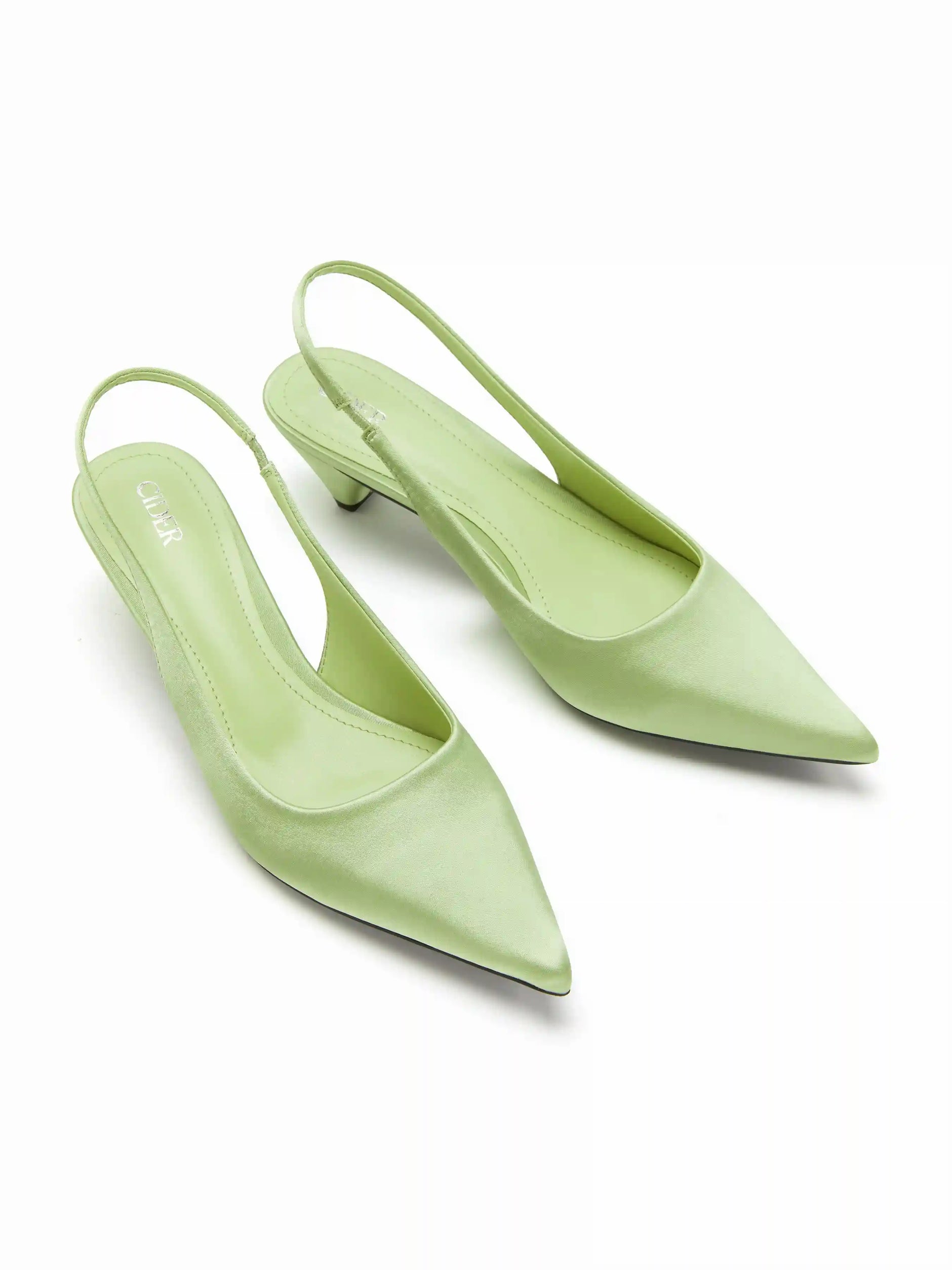 POINTED-TOE SLINGBACK KITTEN HEELS