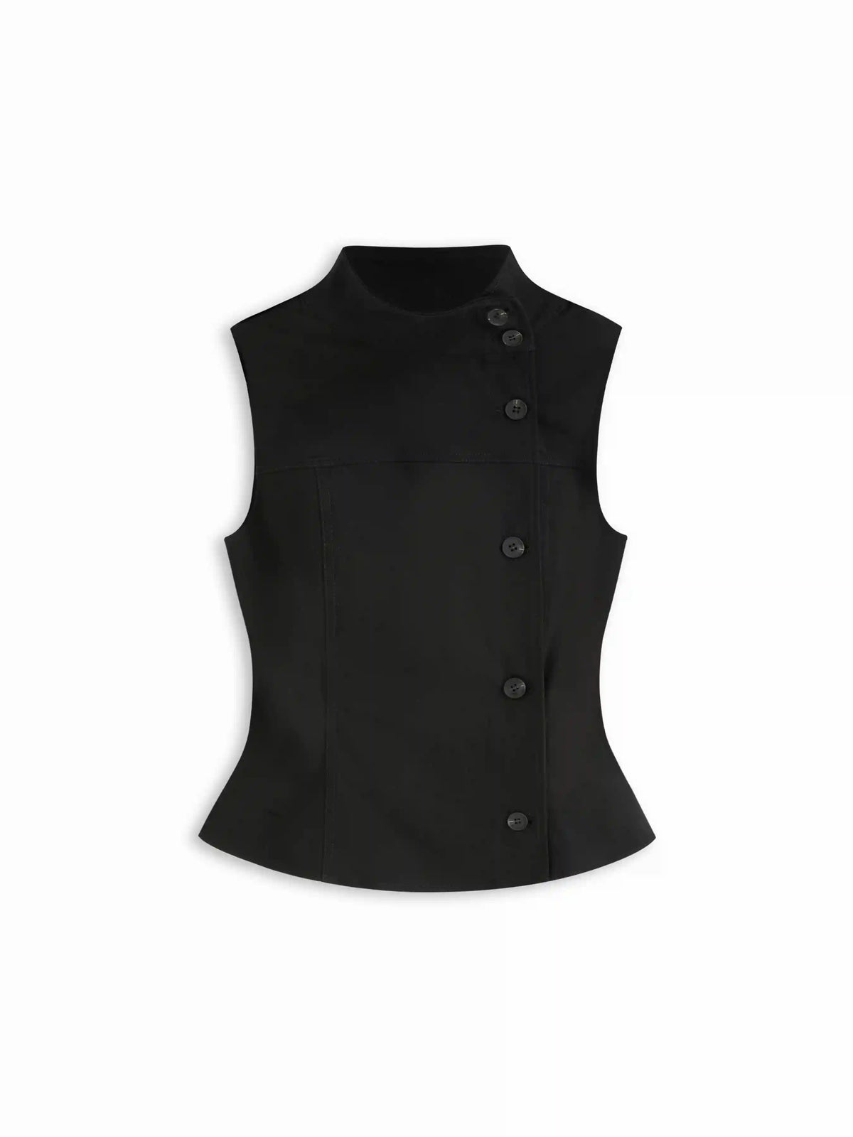Cotton-blend Asymmetrical Button Top