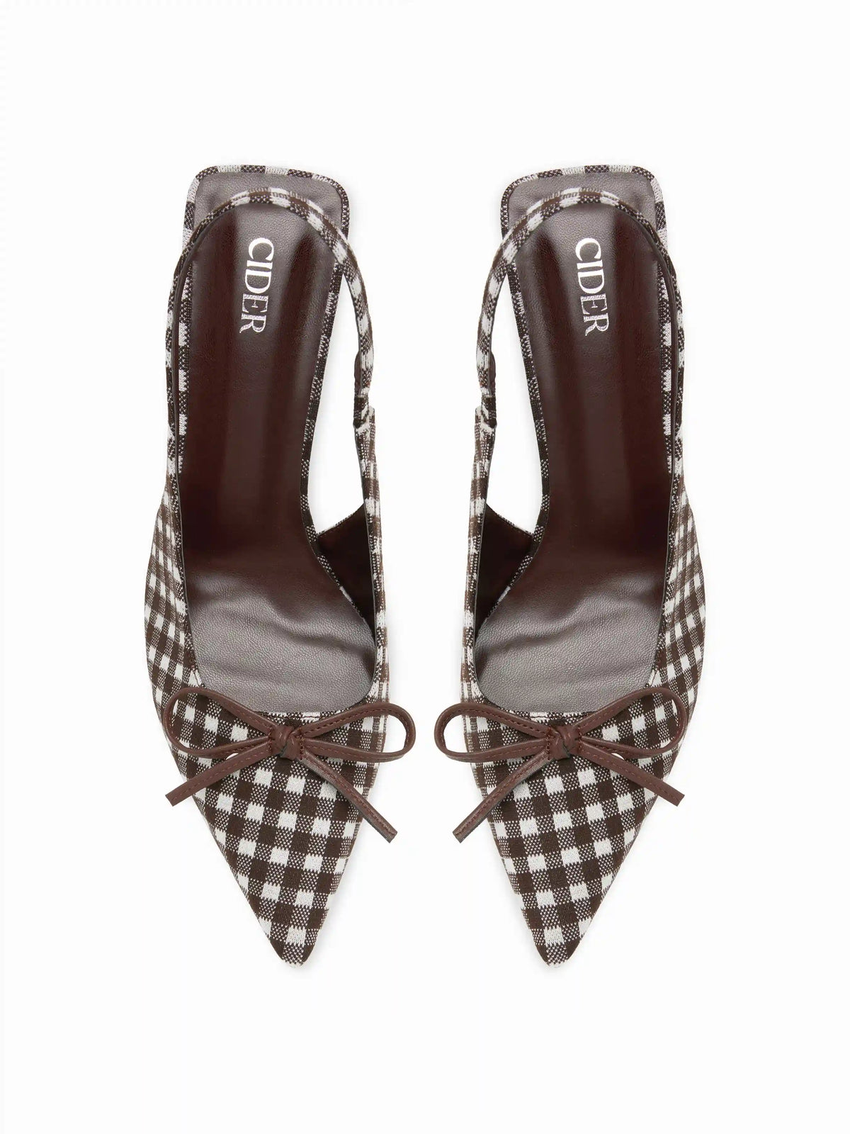 BOWKNOT GINGHAM SLINGBACK HEELS