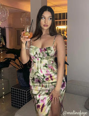 Illusion Ruched Midi Dress