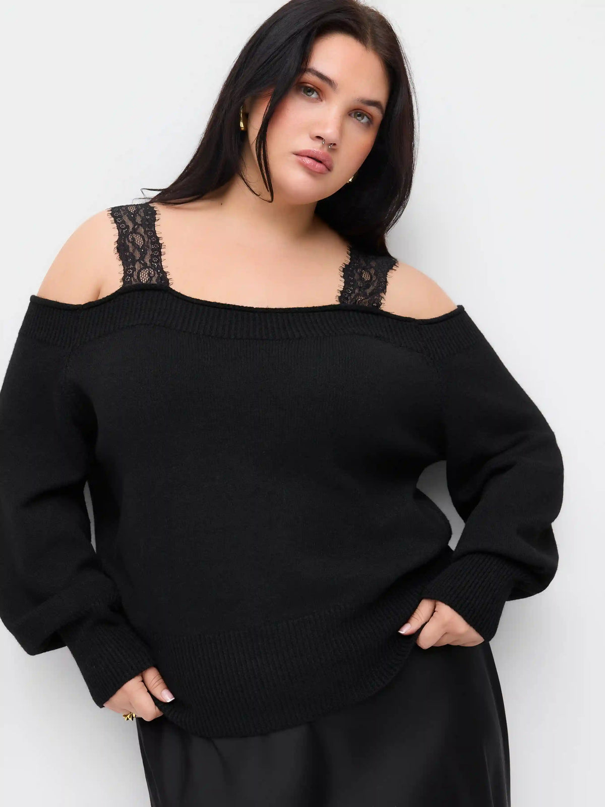 CIDER Lace Off-shoulder Sweater Curve & Plus