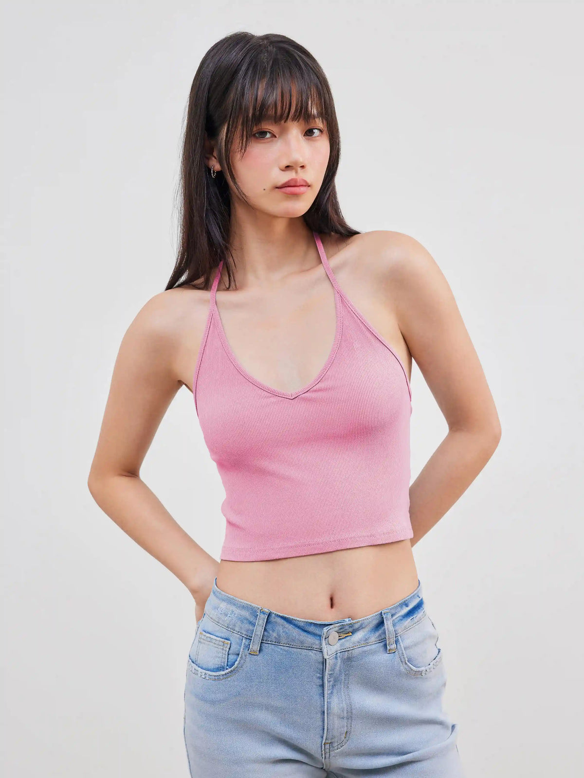 Solid Halter Crop Top