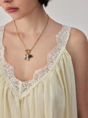 FISH & FAUX PEARL STAINLESS STEEL PENDANT NECKLACE