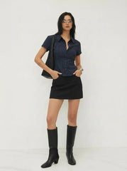 Collar Stripe Short Sleeve Shirt