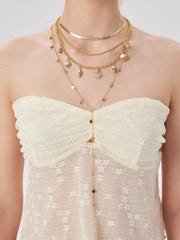 MULTI-LAYERED SHELL & HEART CHAIN NECKLACE SET