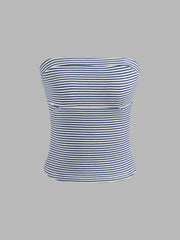 Strapless Striped Crop Tube Top