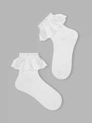 3 PAIRS LACE TRIM ANKLE SOCKS SET