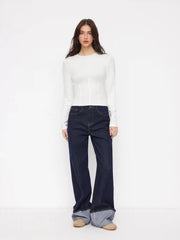 Round Neckline Solid Corset Top