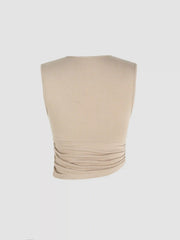 Solid Ruched Crop Tank Top