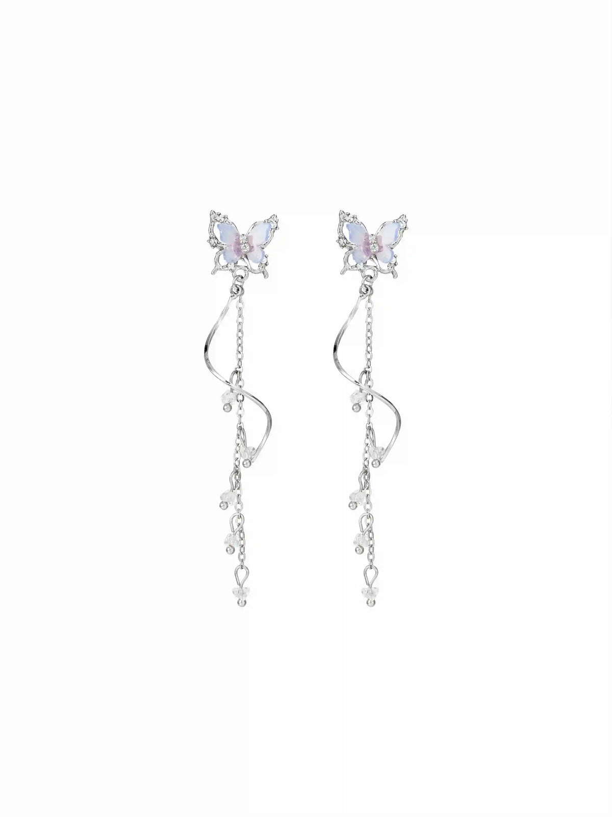 PENDIENTES DE GOTAS CON MARIPOSAS Y PERLAS