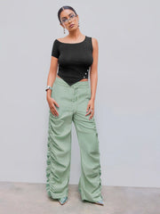 Asymmetrical Neck Rivet Solid Knitted Crop Top