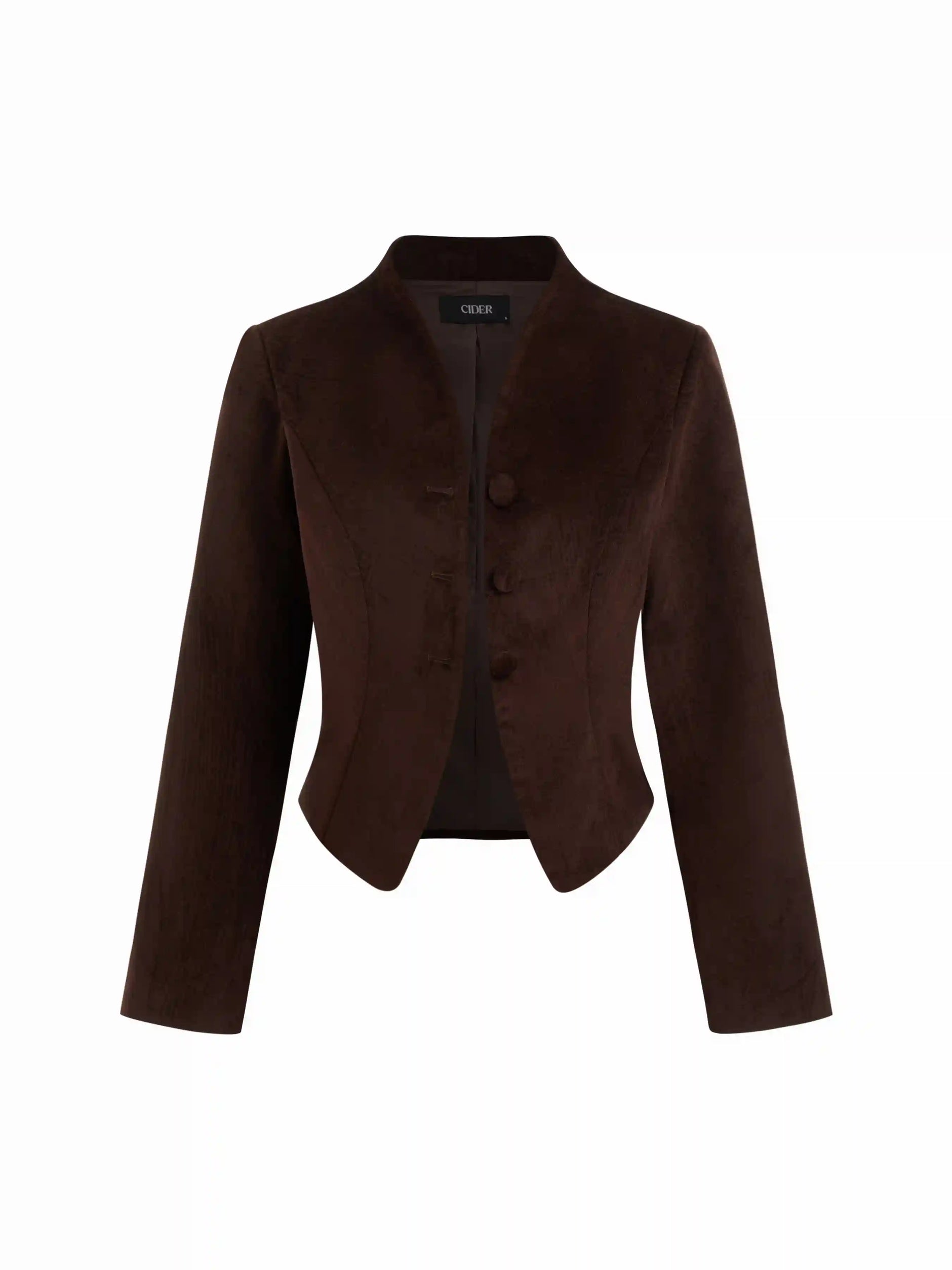 Velvet V-neck Split Button Jacket