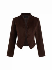 Velvet V-neck Split Button Jacket