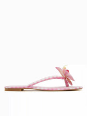 FLOWER & GINGHAM FLIP-FLOP SLIPPERS