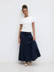 Cotton-blend Round Neckline Baby Tee