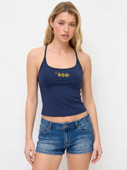 Crop Top de Cami Bordado con Cuentas