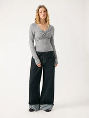 Round Neckline Ruched Top