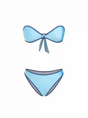 High Stretch Halter Neckline Contrast Binding Cheeky Bikini Set