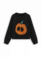 Knit Skeleton Pumpkin Pattern Oversized Top