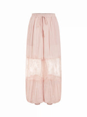 Chiffon Mid Rise Lace Balloon Pants
